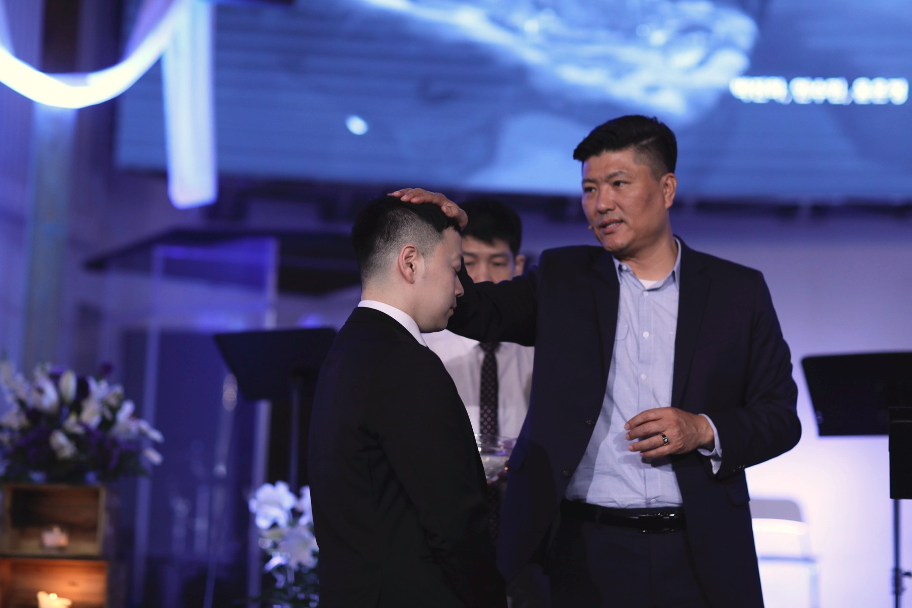A baptism at Grace Community Chapel